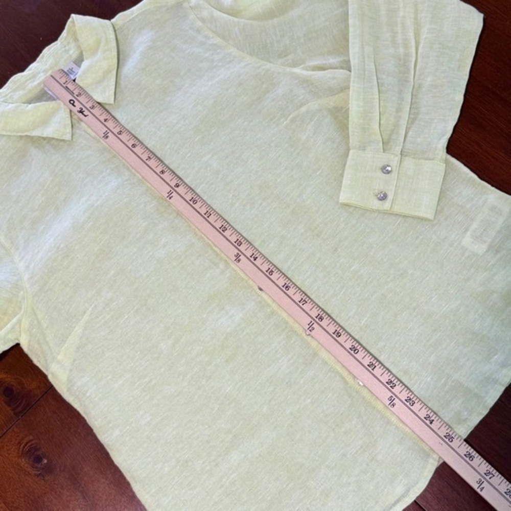 Joie Womens Linen Button Front Shirt Size M Lime Green Long Sleeve Lightweight - Picture 5 of 5